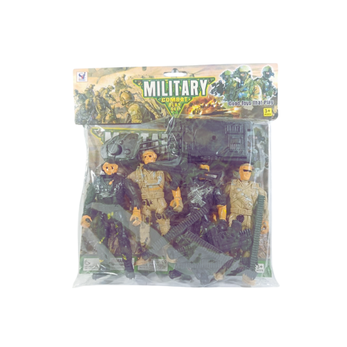 MILITARY COMBAT PLAY SET TOYS , ARMY TOYS SET (4 MEN,2 GUNS, AND TANK) -517