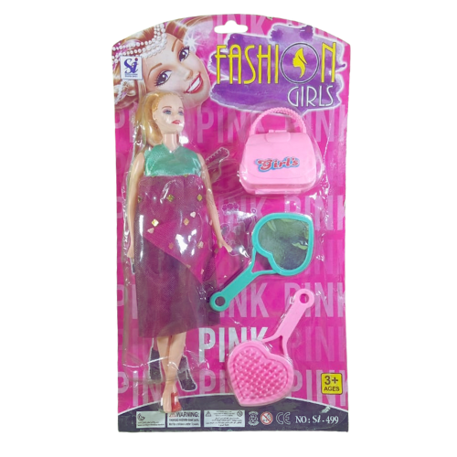 Doll Set with Bag, Mirror, and Hair Brush – Perfect Gift Set for Girls-499