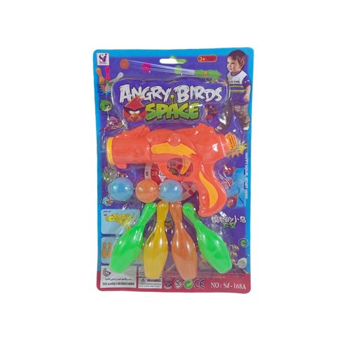Ball Shooter Gun Toy for Kids – Includes 1 Gun, 3 Balls, and 4 Bottles-1168