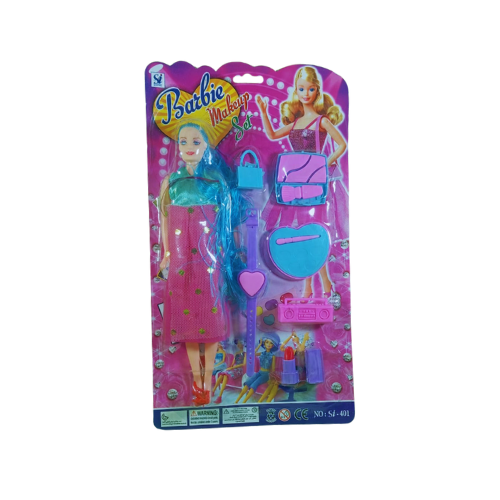 Barbie Makeup Set for Kids – 8-Piece Set with Beautiful Doll-401