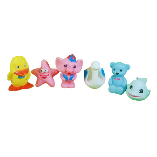 6 Piece Baby Animal Bath Toy Set – Soft Rubber Floating & Squeezing Toys-187a